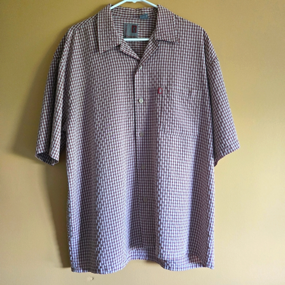 Pinapple Connection Plaid Button Down Shirt PTP=24.5"
